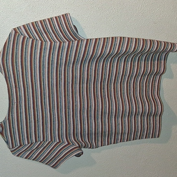 Madewell Textured Easy Cropped Tee Striped Cotton Blend S - Picture 9 of 9